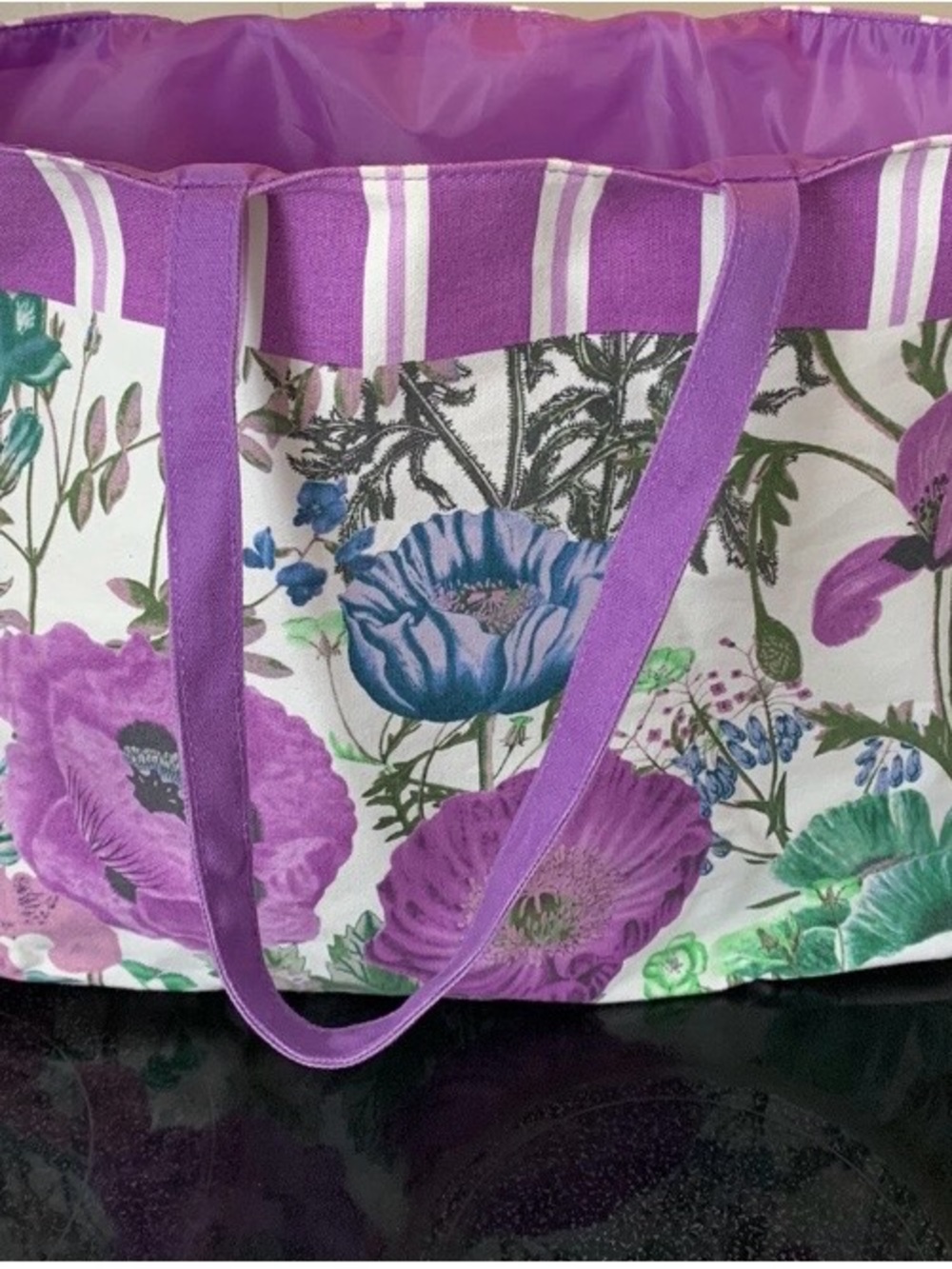 Estee’Lauder Floral Tote Bag in Purple and White